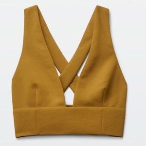 Wilfred Aritzia Gerlund Dark Mustard Crop Top Size 2